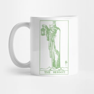 The Hermit Tarot Card Classic Occult White on Black Zed Lep Green Print Gothic Retro Tee Shirt Mug Sticker + More Mug